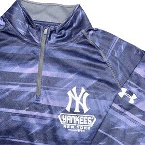 Under Armour New York Yankees Quarter Zip Pullover Mens Large Blue Lightweight